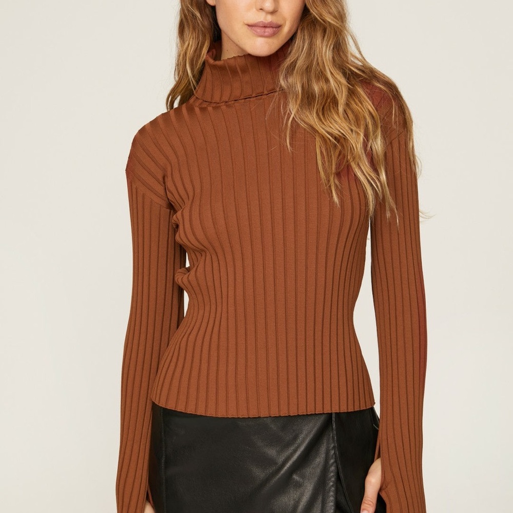 Atlein Mock Neck Sweater - Brown